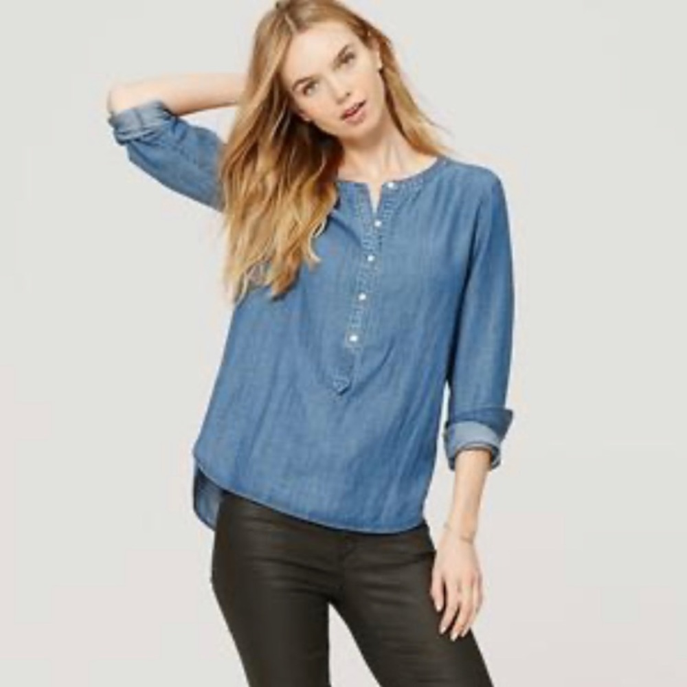 LOFT Chambray Popover Top